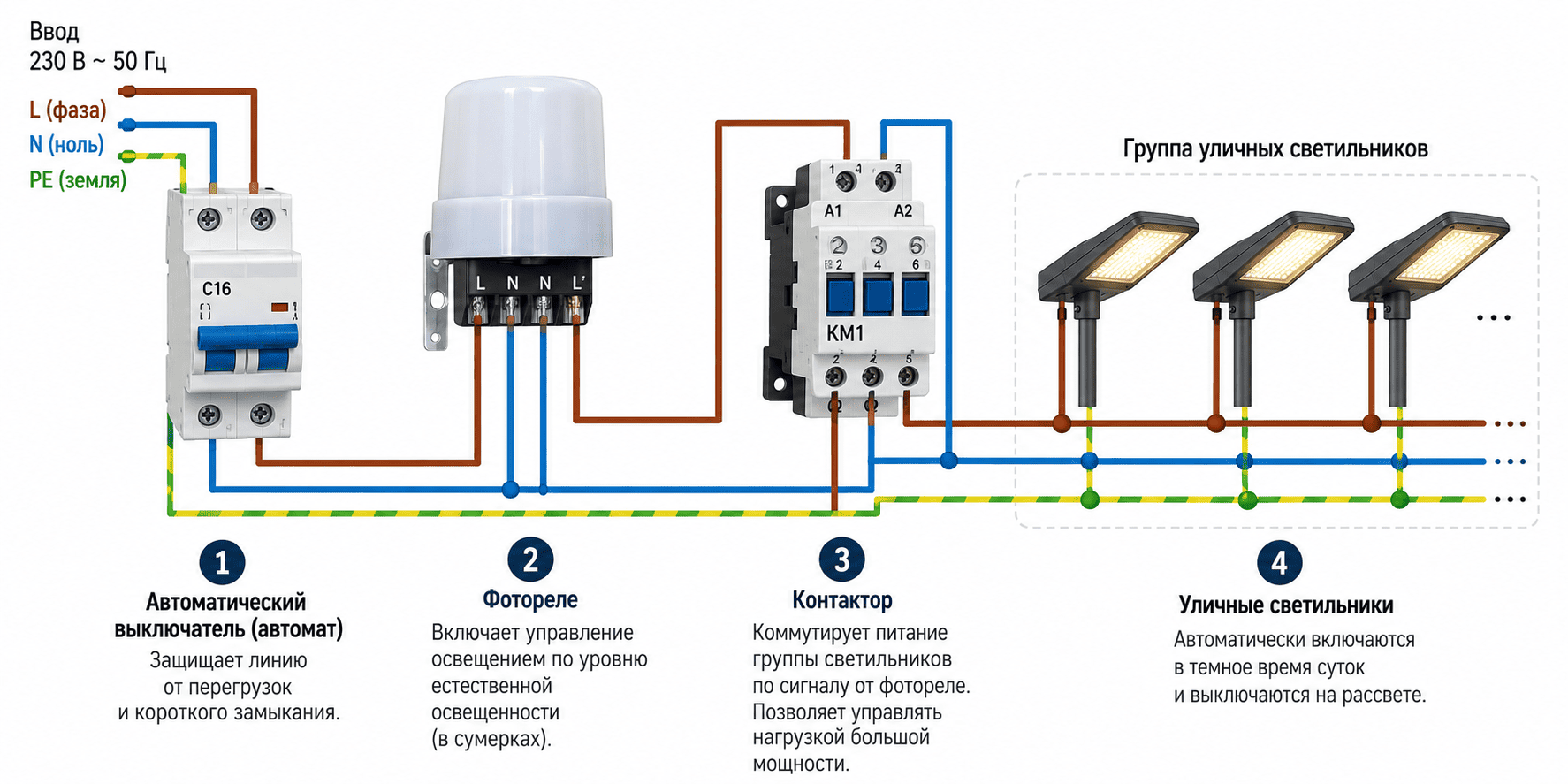Как устроена схема подключения фотореле