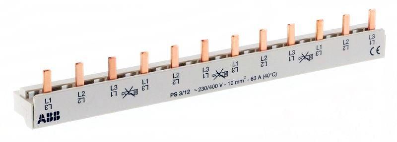 разводка шинная 3ф ps3/12(pin) 63a abb 2cdl230001r1012 от магазина Штепсель и батарейка.