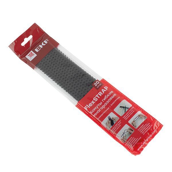 хомут гибкий многоразовый черн. flexstrap (уп.20шт) proxima ekf plc-fs-br от магазина Штепсель и батарейка.