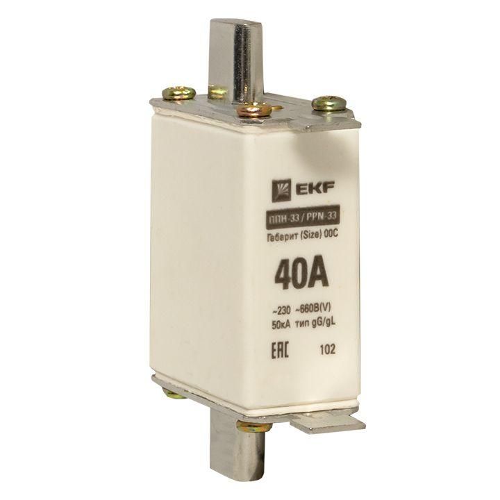 вставка плавкая ппн-33 100/40а габарит 00c proxima ekf fus-33/100/40 от магазина Штепсель и батарейка.