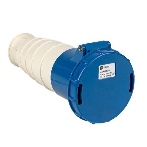 розетка кабельная 63а 220в (233) 2p+ре ip67 ekf ps-233-63-220 от магазина Штепсель и батарейка.