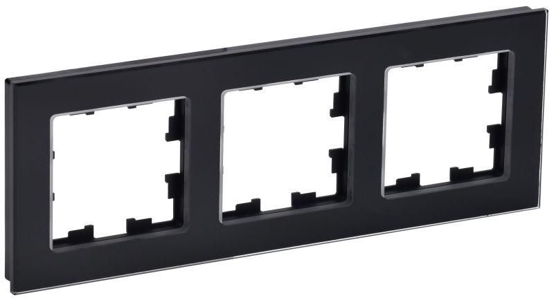 рамка 3-м brite ру-3-2-брч стекло черн. iek br-m32-g-k02 от магазина Штепсель и батарейка.
