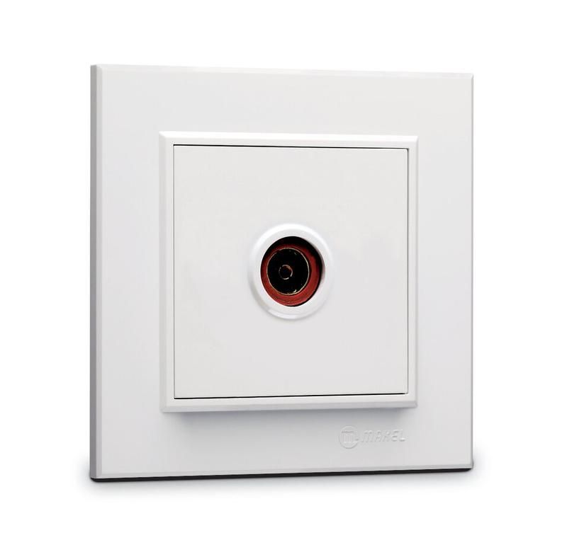 розетка телевизионная оконцевая tv 1-м сп karea ip20 4дб бел. makel 56001027 от магазина Штепсель и батарейка.