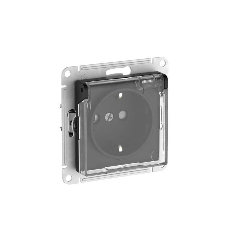 розетка atlasdesign aqua 16а ip44 с заземл. защ. шторки с прозр. крышкой быстрозажим. клем. механизм карбон se atn441046s от магазина Штепсель и батарейка.
