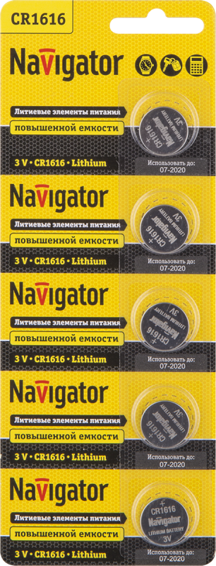 элемент питания литиевый cr1616 94 779 nbt-cr1616-bp5 (блист.5шт) navigator 94779 от магазина Штепсель и батарейка.