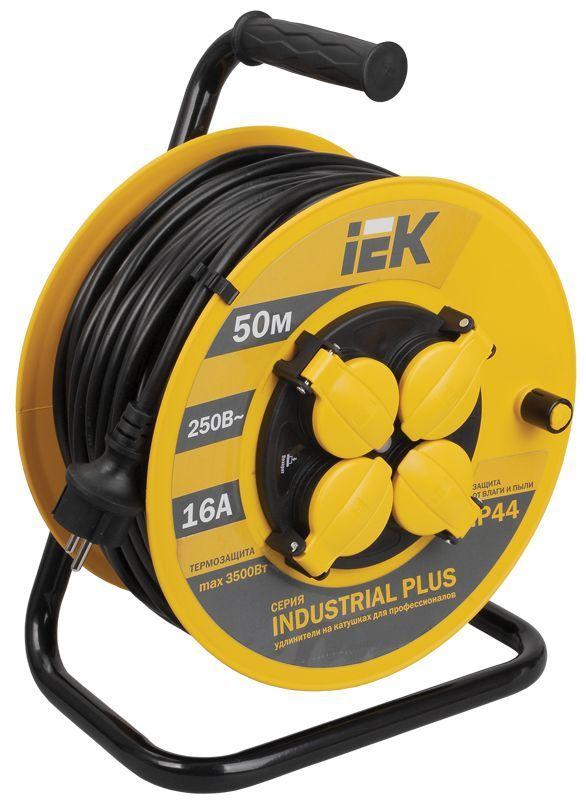 удлинитель на катушке 4х50м с заземл. 16а ip44 industrial plus ук50 3х1.5 термозащита iek wkp15-16-04-50-44 от магазина Штепсель и батарейка.