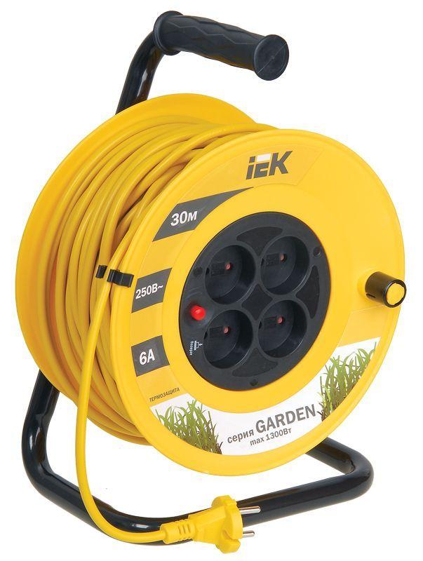 удлинитель на катушке 4х30м без заземл. 6а ip20 garden ук30 2х0.75 термозащита iek wkp23-06-04-30 от магазина Штепсель и батарейка.
