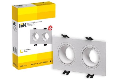 светильник 4102 встраиваемый 2хmr16 квадрат пласт. бел. iek lt-uvb0-4102-gu05-2-k01 от магазина Штепсель и батарейка.