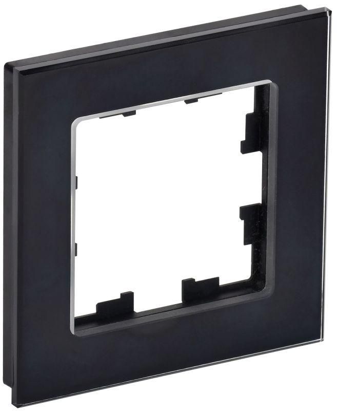рамка 1-м brite ру-1-2-брч стекло черн. iek br-m12-g-k02 от магазина Штепсель и батарейка.