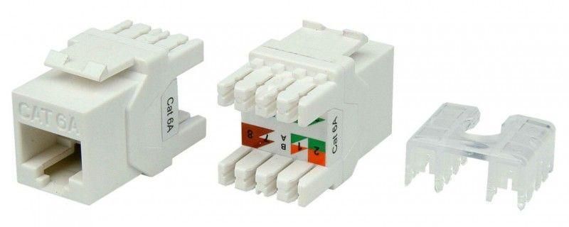 вставка keystone jack rj45 (8p8c) кат.6a (10g) 180град. kj8-8p8c-c6a-180-wh бел. hyperline 426187 от магазина Штепсель и батарейка.