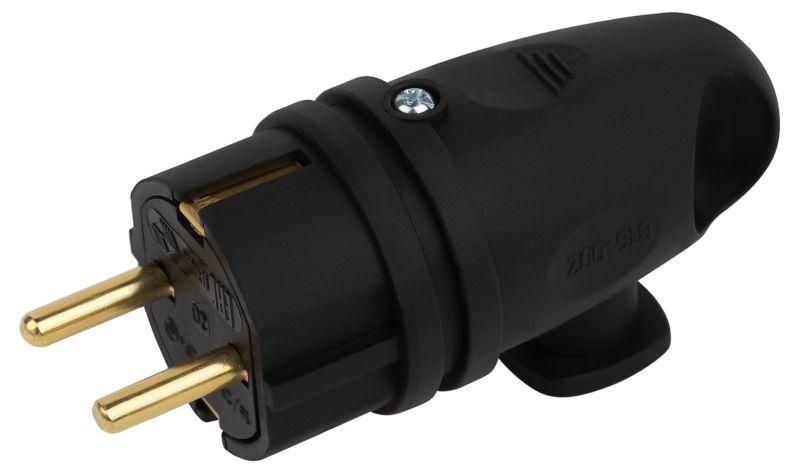 вилка vx11-b-ip44 16а ip44 с кольцом угловая с заземл. каучук черн. эра б0055416 от магазина Штепсель и батарейка.