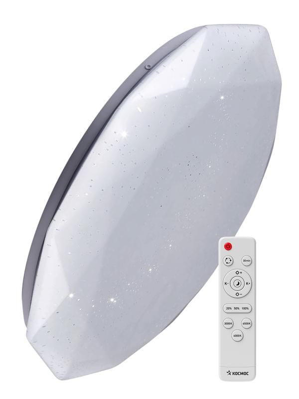 светильник светодиодный premium diamond 120вт 230в 3000-6500к 9600лм ip40 500х90мм настенно-потолочный управляемый с пультом ду космос ksdiam120w от магазина Штепсель и батарейка.