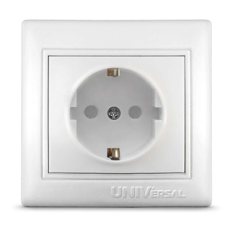 розетка 1-м сп севиль 16а ip32 с заземл. защ. шторки бел. universal с0049 от магазина Штепсель и батарейка.