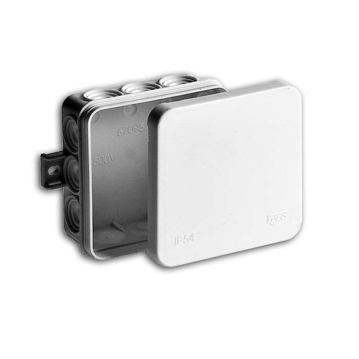 коробка распределительная оп 100х100х35мм 12 вводов ip54 бел. ruvinil 67095б от магазина Штепсель и батарейка.