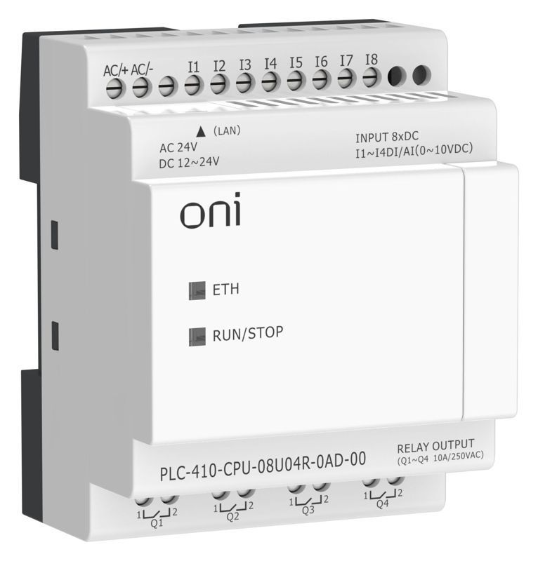 модуль цпу плк 410 4 di 4 ui (0-10 в/di) 4 ro 12в-24в dc или 24в ac с ethernet портом без экрана oni plc-410-cpu-08u04r-0ad-00 от магазина Штепсель и батарейка.