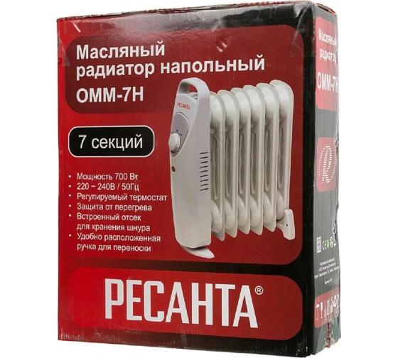 радиатор масляный 7 секц. 700вт омм- 7н ресанта 67/3/1 от магазина Штепсель и батарейка.