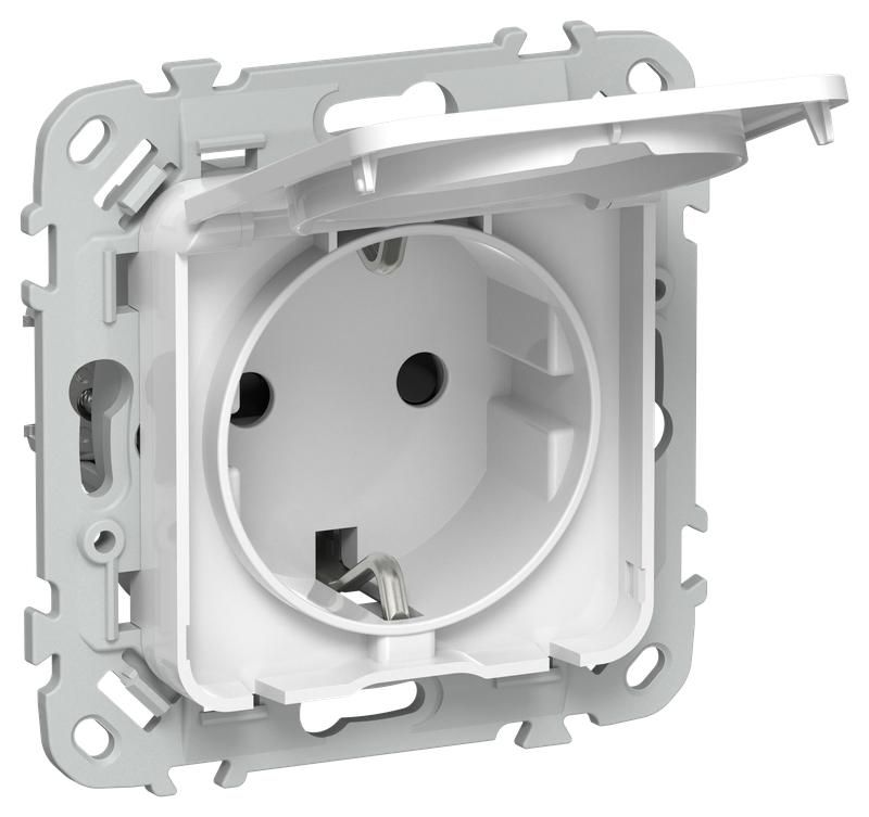 розетка сп flite рсшкр11-1-44-флб 16а ip44 с заземл. с защ. шторками и крышкой безвинтовое крепление механизм бел. iek fi-r16-16-1-44-k01 от магазина Штепсель и батарейка.
