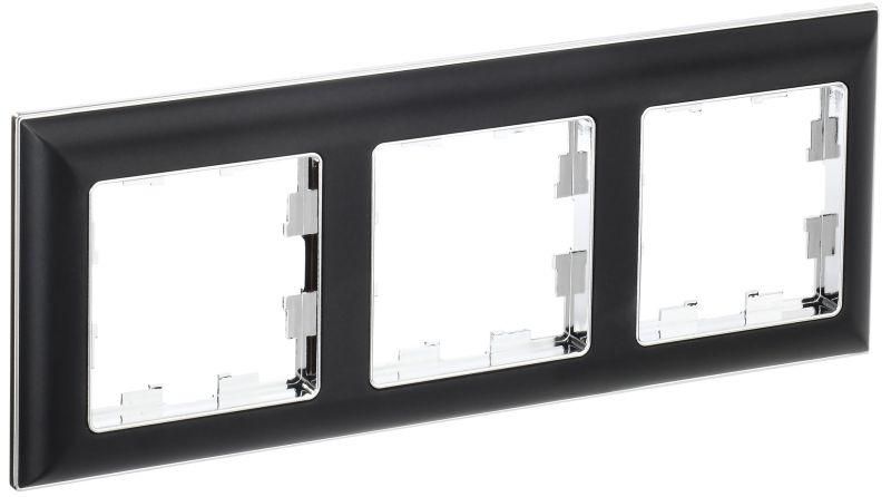 рамка 3-м brite ру-3-бр хром/черн. iek br-m32-12-2-k23 от магазина Штепсель и батарейка.