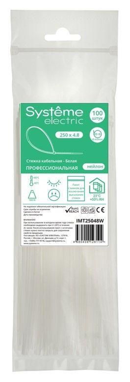 стяжка кабельная 250х4.8 бел. (уп.100шт) se imt25048w от магазина Штепсель и батарейка.