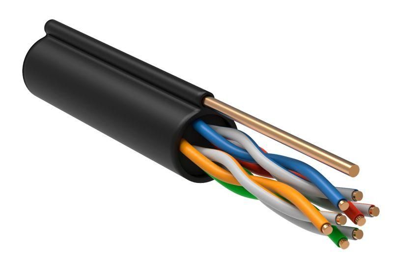 кабель витая пара u/utp кат.5e 4х2х24awg ldpe с метал. тросом 1.2мм черн. (305м) (м) itk lc3-c5e04-159 от магазина Штепсель и батарейка.