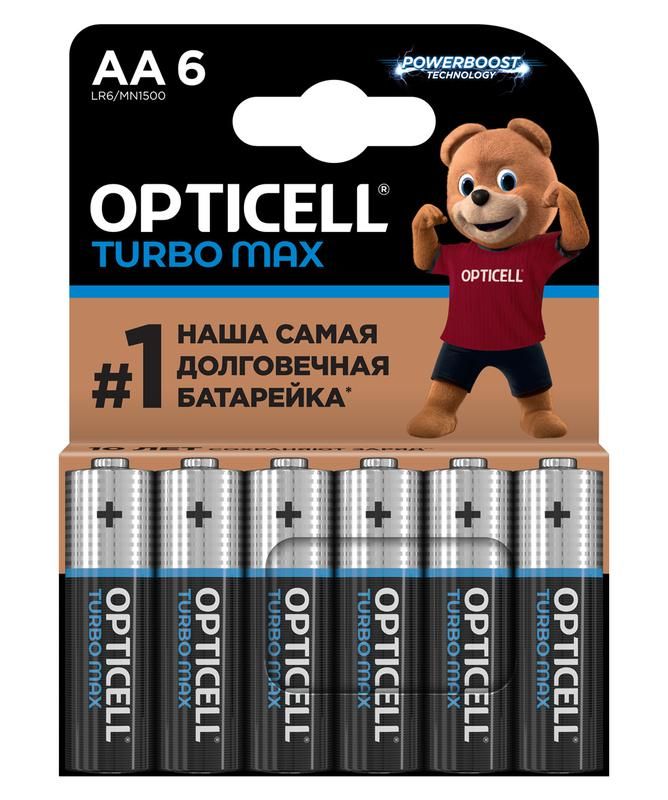 элемент питания алкалиновый aa/lr6 (блист. 6шт) turbo max opticell 6053005 от магазина Штепсель и батарейка.