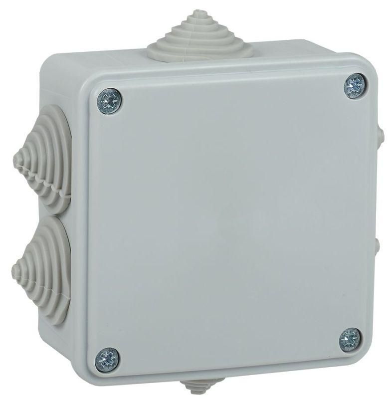 коробка распаячная оп км 100х100х45 ip44 6 вводов (ral7035) iek uko11-100-100-045-k41-44 от магазина Штепсель и батарейка.