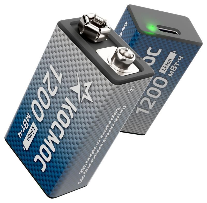 аккумулятор крона li-ion 9в 1200мвт.ч (блист.1шт) космос kocli9v1200mah1bl от магазина Штепсель и батарейка.