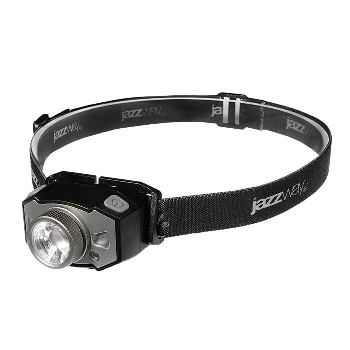 фонарь аккумуляторный налобный accuh1-l5wz-bk zoom led 5вт + 2хred smd ip54 5 режимов: 100проц. 180лм 3.5ч/50проц. 110лм 5.5ч/30проц. 65лм 15ч/красн. 28ч/мигающ. красн. 12ч аккум. 0.8а.ч управл. жестами черн./сер. jazzway 5036642 от магазина Штепсель и батарейка.