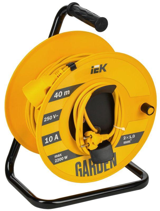 удлинитель на катушке 1х40м garden ук40 2p 2х1.0кв.мм iek gd-kp50-10-01-40 от магазина Штепсель и батарейка.