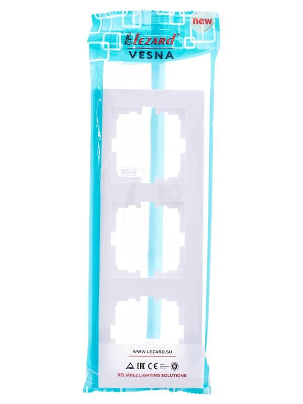 рамка 3-местн. горизонт. vesna бел. lezard 742-0200-148 от магазина Штепсель и батарейка.