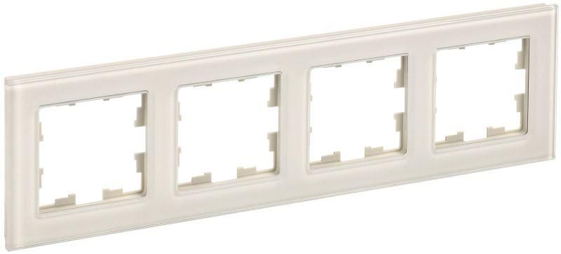 рамка 4-м brite ру-4-2-брва стекло ванильн. iek br-m42-g-k10 от магазина Штепсель и батарейка.
