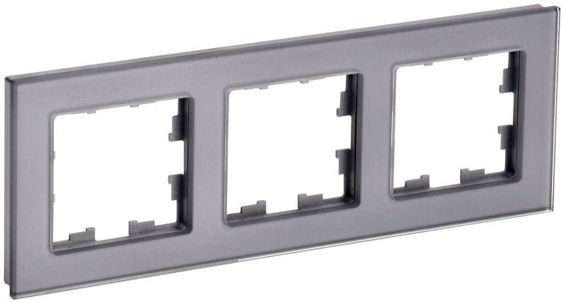 рамка 3-м brite ру-3-2-брсе стекло сер. iek br-m32-g-k03 от магазина Штепсель и батарейка.