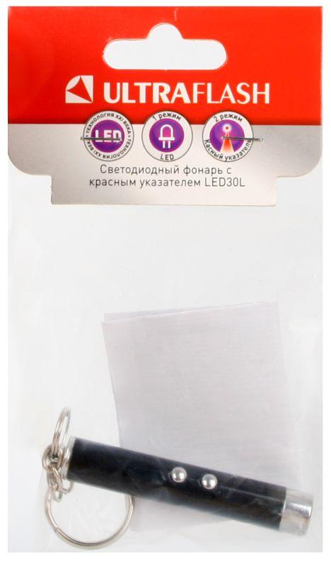 фонарь led30l (1led+лазерная указка 3хag3 блист-пакет черн.) ultraflash 12325 от магазина Штепсель и батарейка.