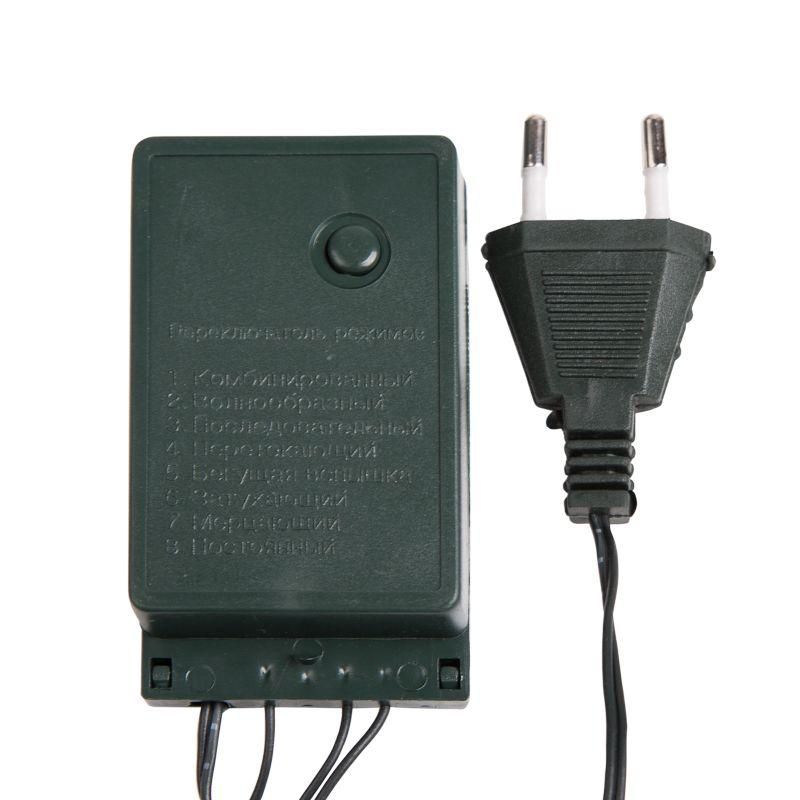 гирлянда светодиодная "твинкл лайт" 10м 80led син. 5.7вт 220-240в ip20 с контроллером 8 режимов провод пвх темн. зел. neon-night 303-043 от магазина Штепсель и батарейка.