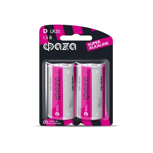 элемент питания алкалиновый d/lr20 1.5в super alkaline bl-2 (уп.2шт) фаzа 2858535 от магазина Штепсель и батарейка.