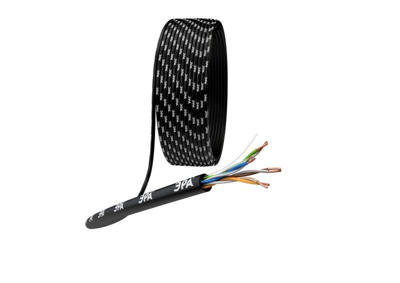 кабель витая пара u/utp кат.5e 4х2х24awg solid cu pe outdoor черн. (м) эра б0044431 от магазина Штепсель и батарейка.