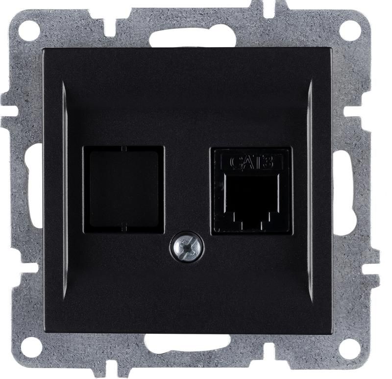 розетка телефонная 1вых. сп 1мод. lavin/karen rj45 кат.3 механизм черн. arvia 50 07 2000 221 от магазина Штепсель и батарейка.