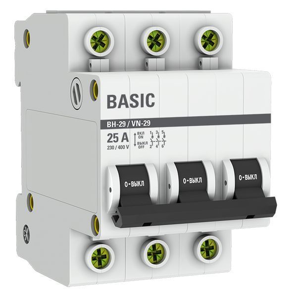 выключатель нагрузки 3п 25а вн-29 basic ekf sl29-3-25-bas от магазина Штепсель и батарейка.