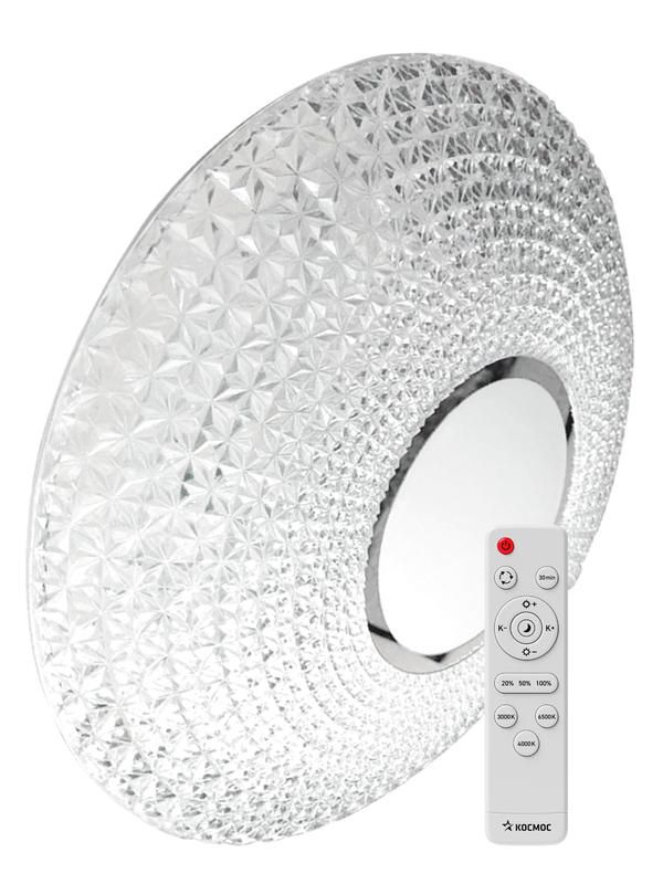 светильник светодиодный premium crystal 55вт 230в 3000-6500к 4400лм ip40 400х100мм настенно-потолочный управляемый с пультом ду космос kscrys55w от магазина Штепсель и батарейка.