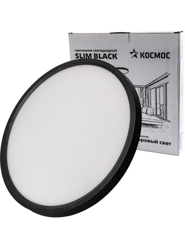 светильник светодиодный slim black 38вт 4500к ip40 2650лм 230в 400х25мм космос kslim38w_b4500k от магазина Штепсель и батарейка.