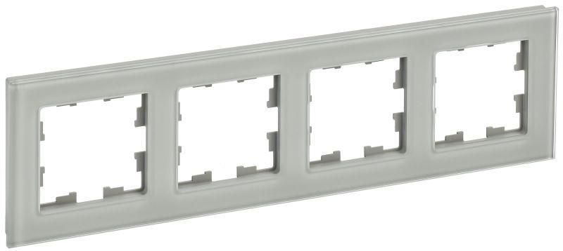 рамка 4-м brite ру-4-2-брд стекло дым. iek br-m42-g-k30 от магазина Штепсель и батарейка.