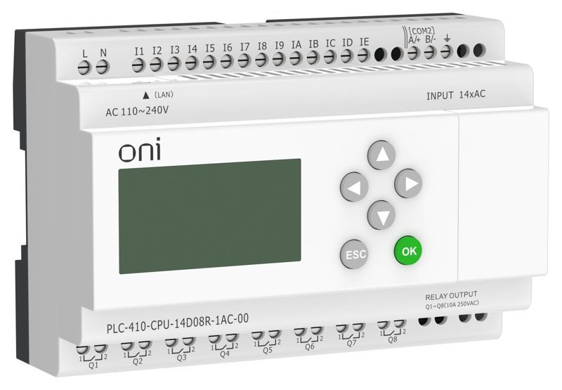 модуль цпу плк 410 14 di 8 ro 220в ac с ethernet портом с экраном oni plc-410-cpu-14d08r-1ac-00 от магазина Штепсель и батарейка.