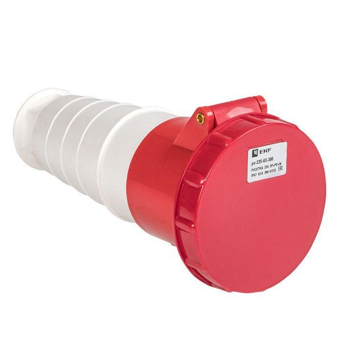 розетка кабельная 63а 380в 3p+ре+n ip67 (235) ekf ps-235-63-380 от магазина Штепсель и батарейка.