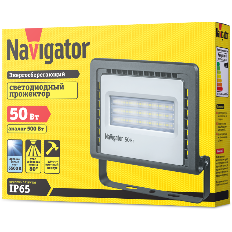 прожектор светодиодный 14 146 nfl-01-50-6.5k-led 50вт 6500к ip65 4100лм черн. navigator 14146 от магазина Штепсель и батарейка.