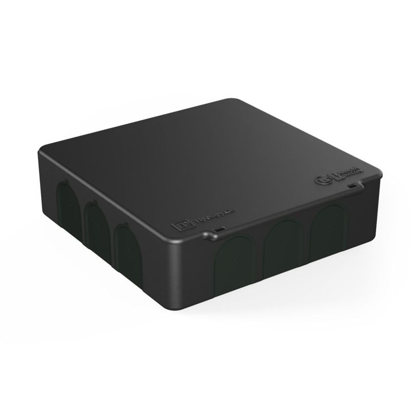 коробка распределительная 100х100х30 (hf) двухкомп. безгалоген. для прям. монтажа черн. (уп.48шт) промрукав 60-0302-9005 от магазина Штепсель и батарейка.