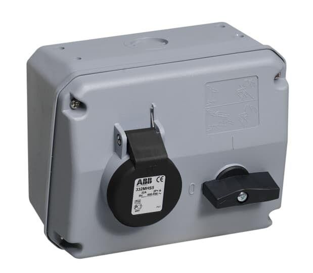 розетка с выключателем и мех. блок. 332mhs5 32a 3p+e ip44 5ч abb 2cma167676r1000 от магазина Штепсель и батарейка.