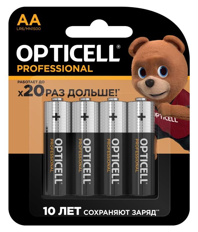 элемент питания алкалиновый aa/lr6 (блист. 4шт) professional opticell 5052001 от магазина Штепсель и батарейка.