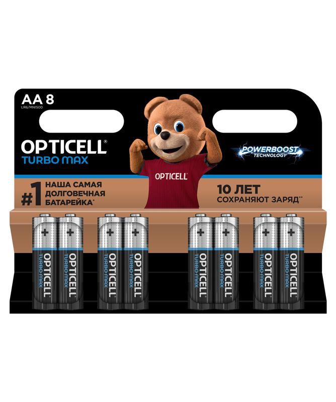 элемент питания алкалиновый aa/lr6 (блист. 8шт) turbo max opticell 6053007 от магазина Штепсель и батарейка.