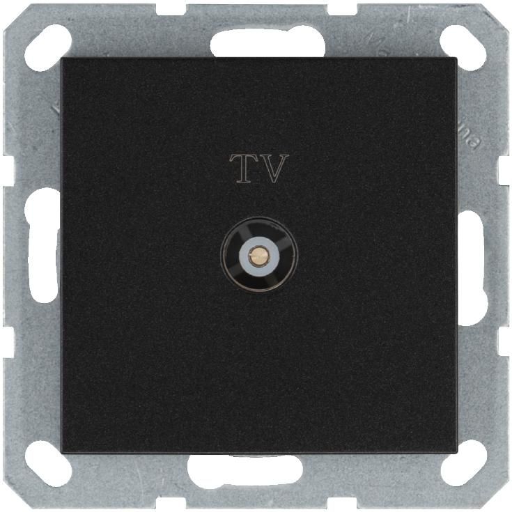 розетка телевизионная проходная tv ф9.5мм механизм антрацит jasmart g6002b от магазина Штепсель и батарейка.