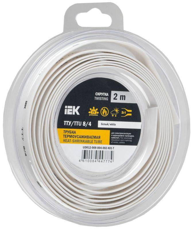трубка термоусадочная тту нг-ls 8/4 бел. (уп.2м) iek udr12-008-004-002-k01-t от магазина Штепсель и батарейка.